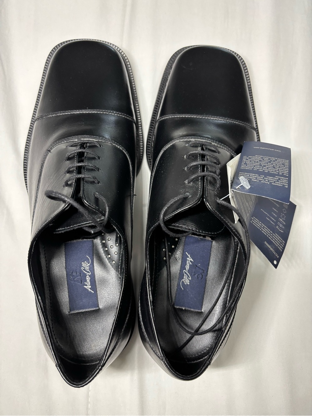 Arturo Calle Men's Black Leather Cap-Toe Oxford Dress Shoes Size EU 41 / US 8